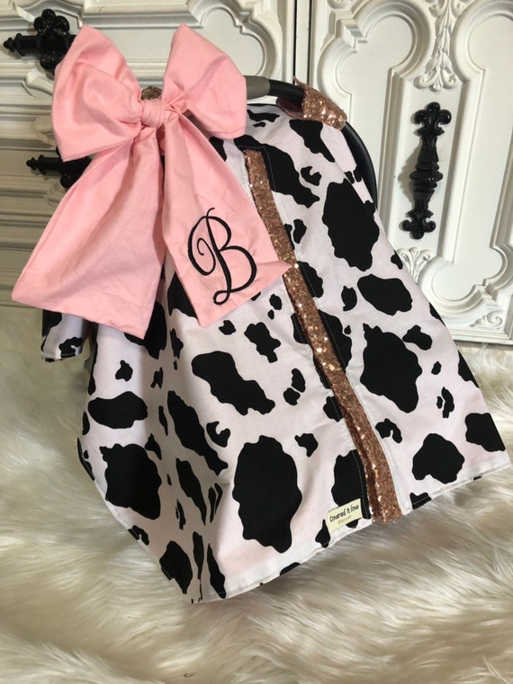 car seat canopy , cowprint car seat cover