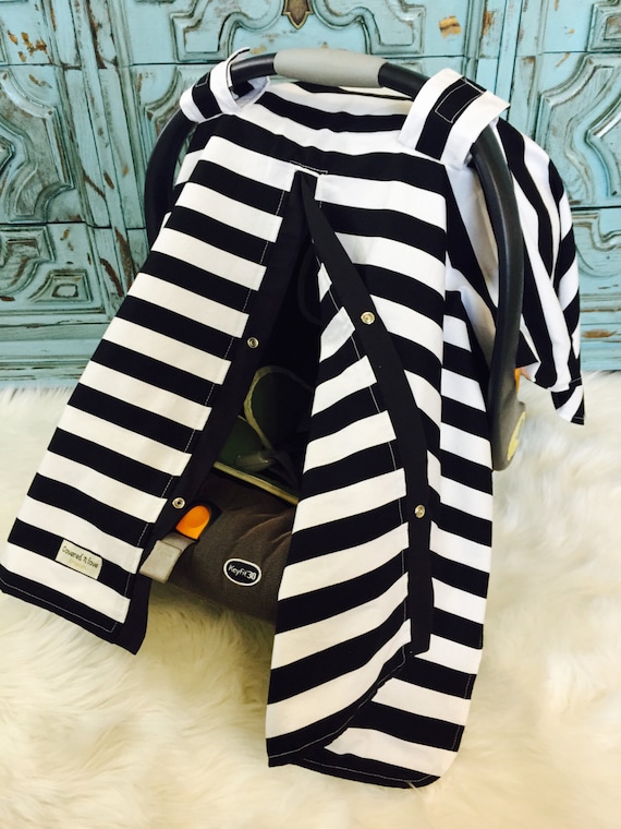 carseat canopy Black and White stripe
