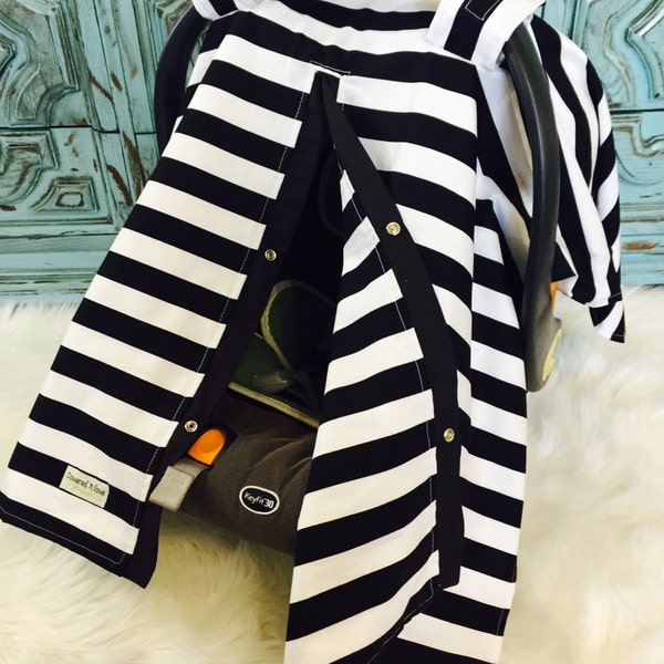 carseat canopy Black and White stripe