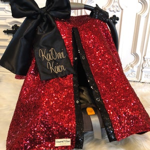 RED AND BLACK car seat canopy  / carseat cover / carseat canopy /sequin / infant car seat cover / sparkle