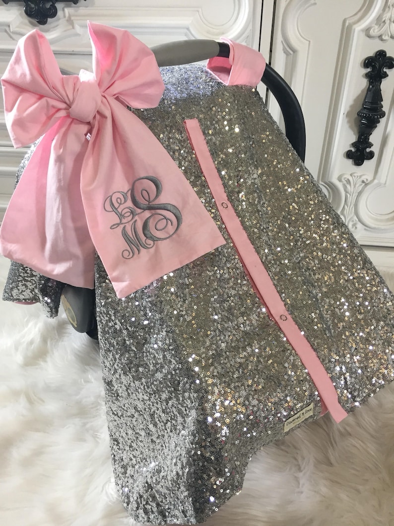 Silver sparkle car seat canopy / carseat cover / carseat Etsy