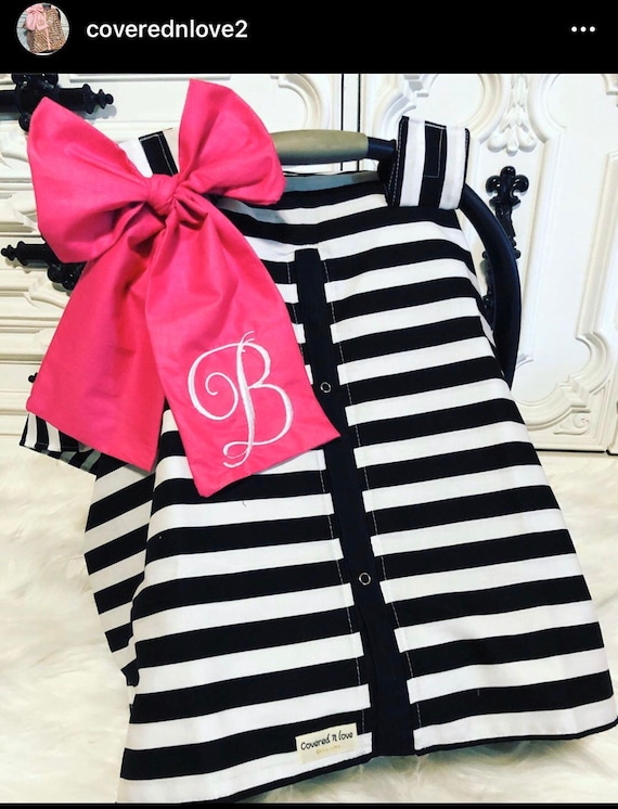 car seat canopy , black and white stripes