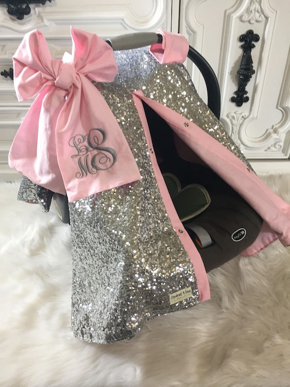 silver sparkle car seat canopy