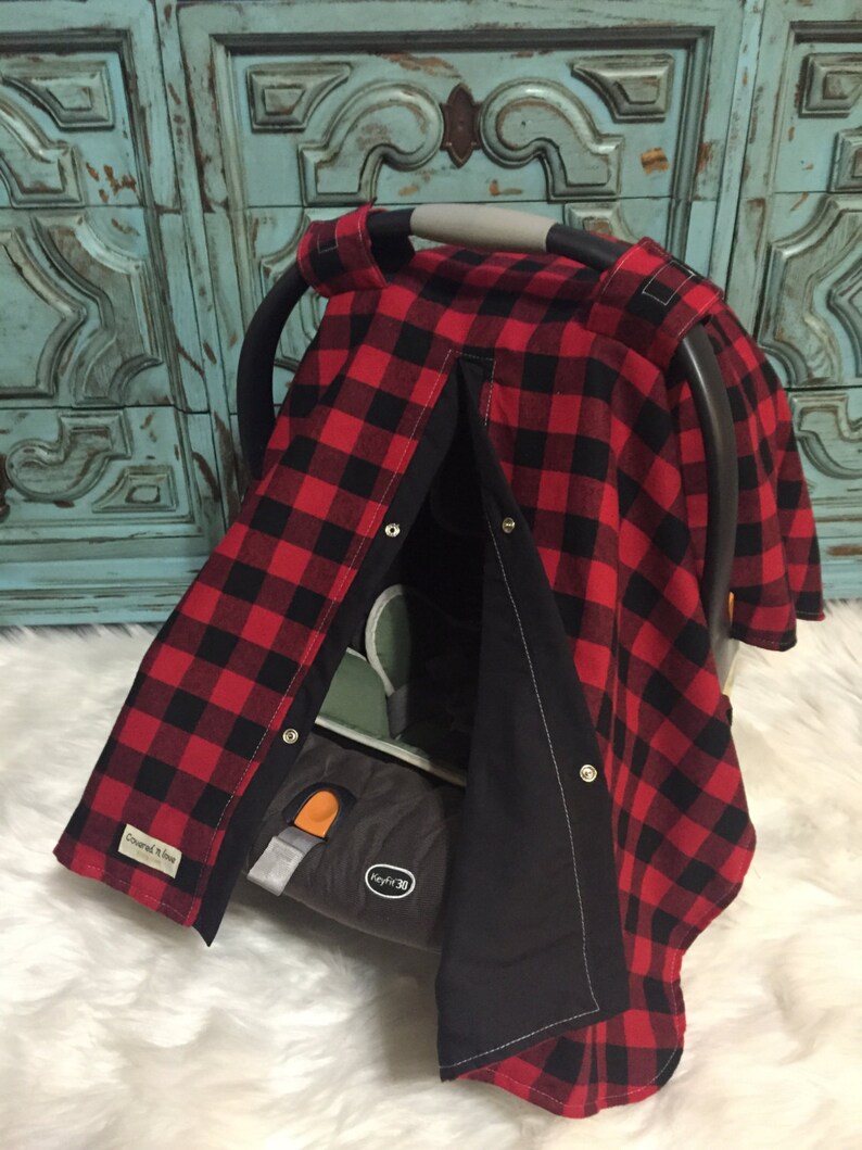 Car seat canopy red and black buffalo plaid car seat cover / Etsy
