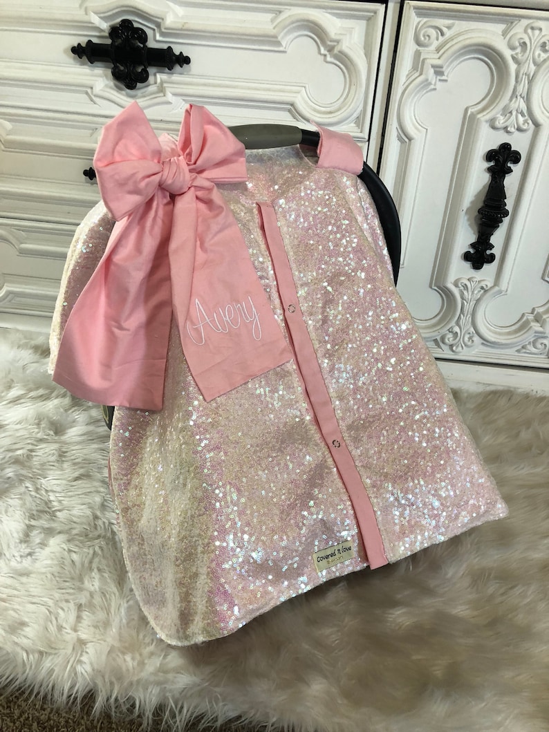 Iridescent and Baby Pink car seat canopy / carseat cover / Etsy