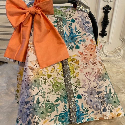 Car Seat Canopy Water Color Floral Car Seat Cover Etsy