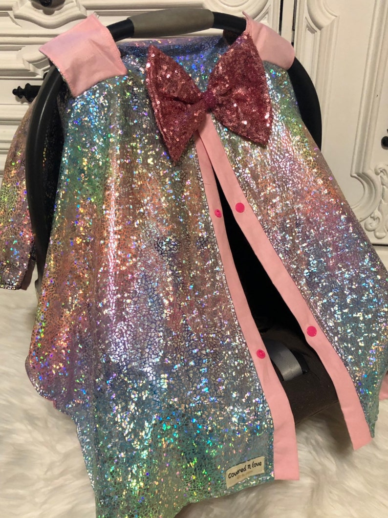 Car Seat Canopy Mermaid Rainbow Baby Sparkle Car Seat Etsy