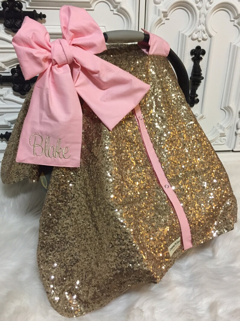 Gold Sparkle Car Seat Canopy / Carseat Cover / Carseat Canopy Etsy