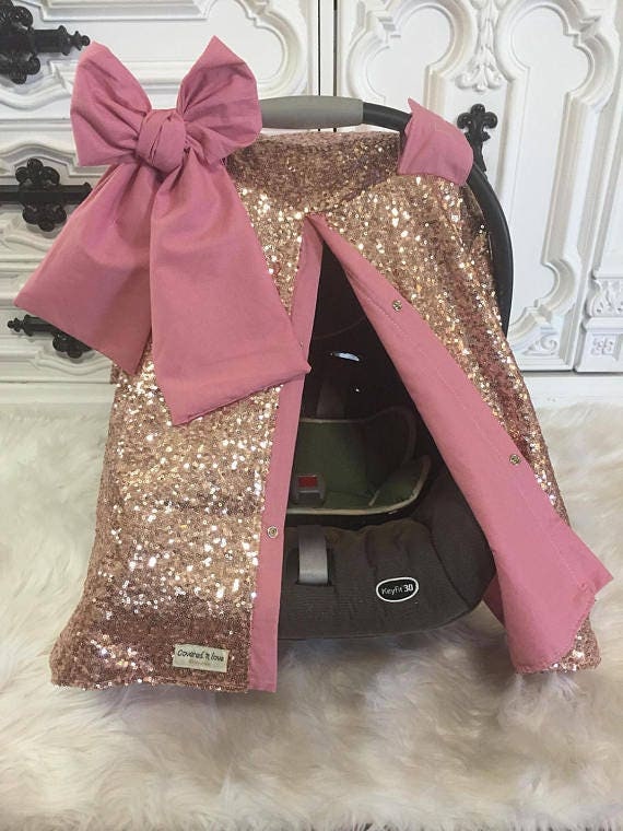 Rose Gold and Blush car seat canopy