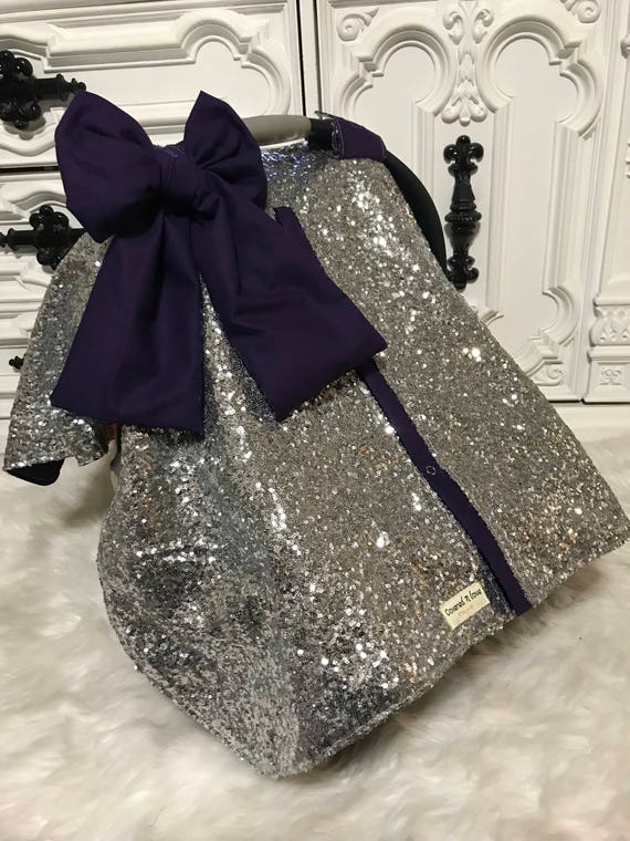 CAR SEAT COVER / car seat canopy / nursing cover / carseat cover / carseat canopy / ooak / sequin / infant car seat cover / silver / sparkle