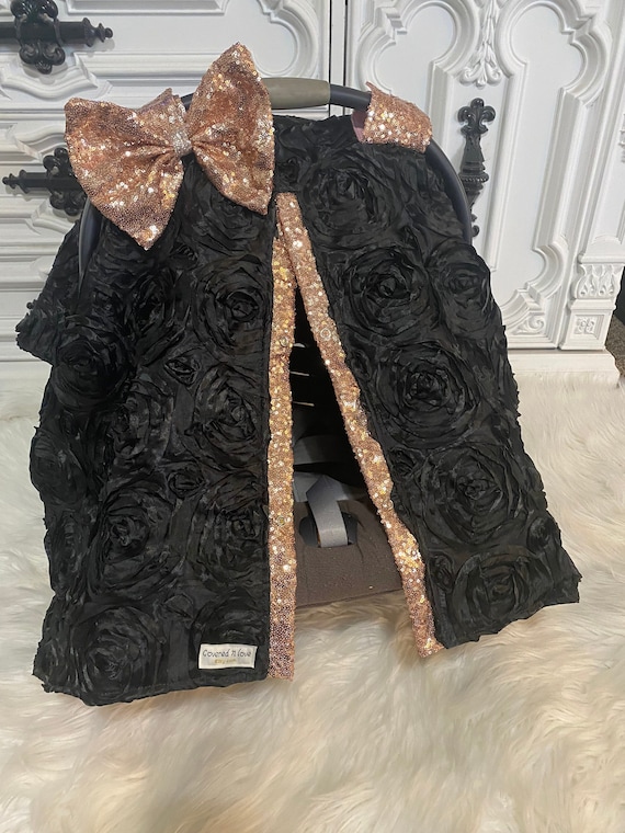 Car seat canopy , black and rose gold