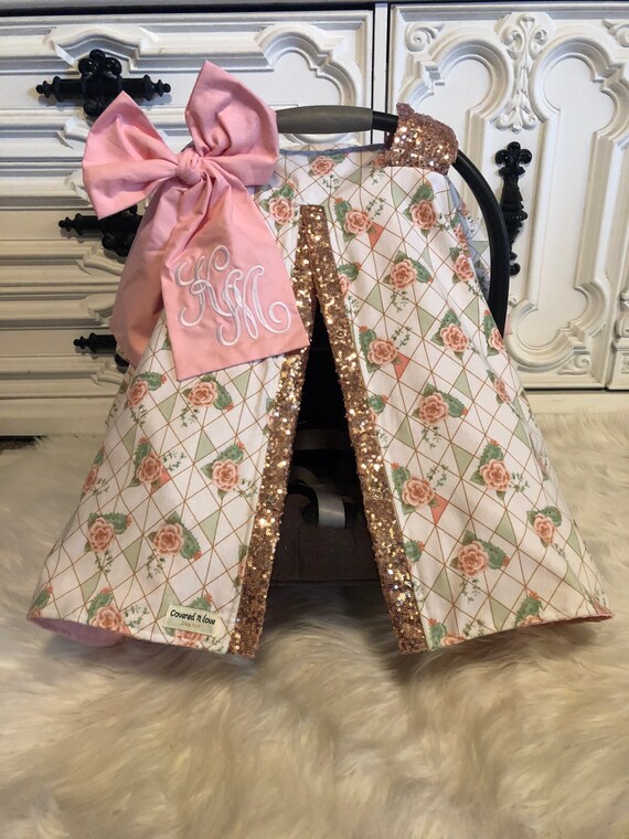 floral car seat canopy , nursing cover , 2 in 1