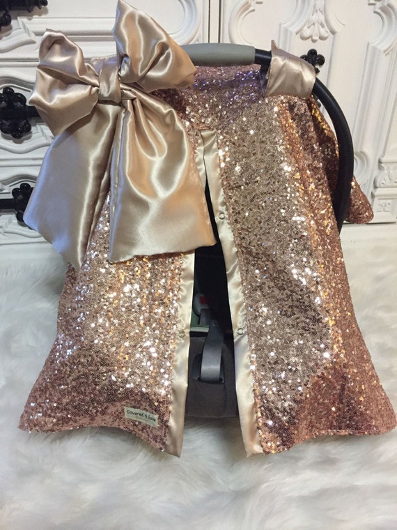 rose gold and gold silk car seat canopy