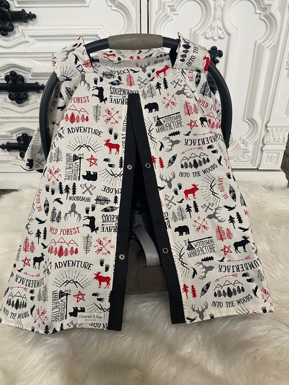 Woodland car seat cover , boy car seat canopy