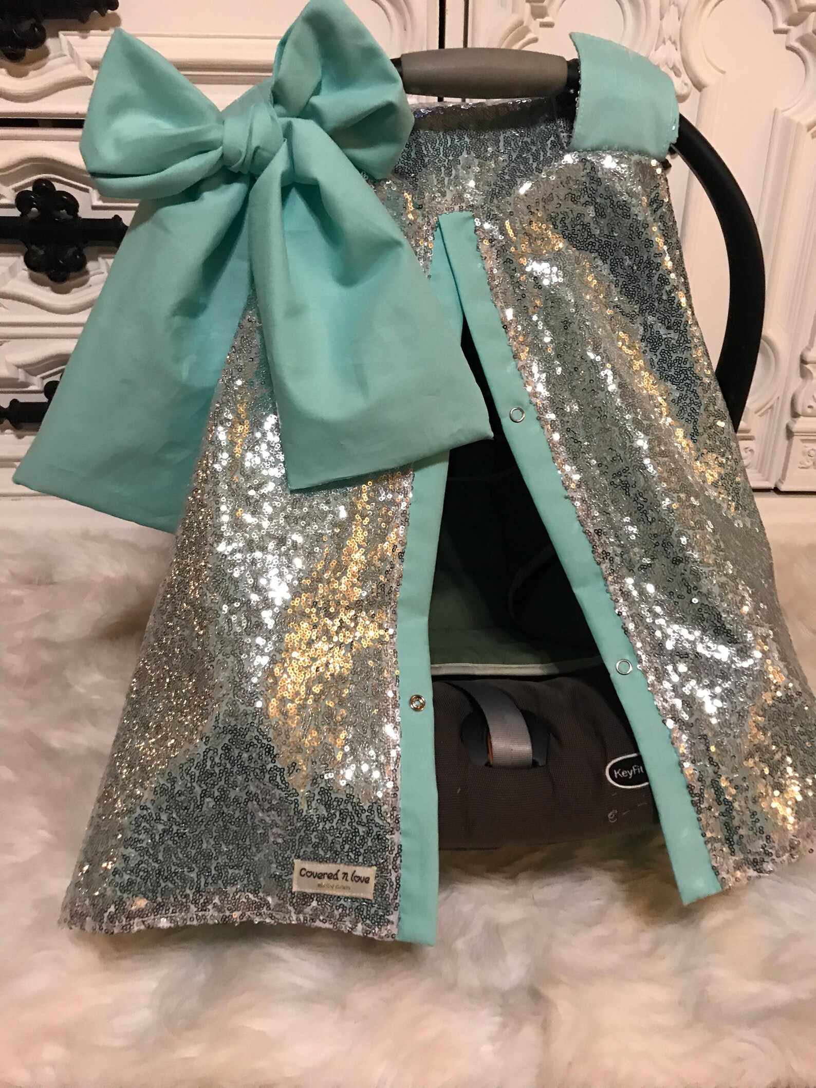 Silver sparkle car seat canopy / carseat cover / carseat Etsy