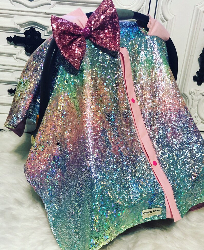 Car Seat Canopy Mermaid Rainbow Baby Sparkle Car Seat Etsy