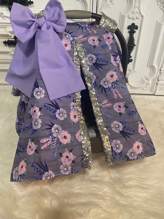 purple floral car seat canopy