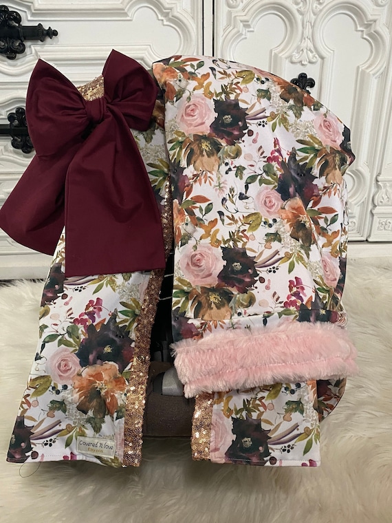 floral car seat canopy , girl car seat canopy