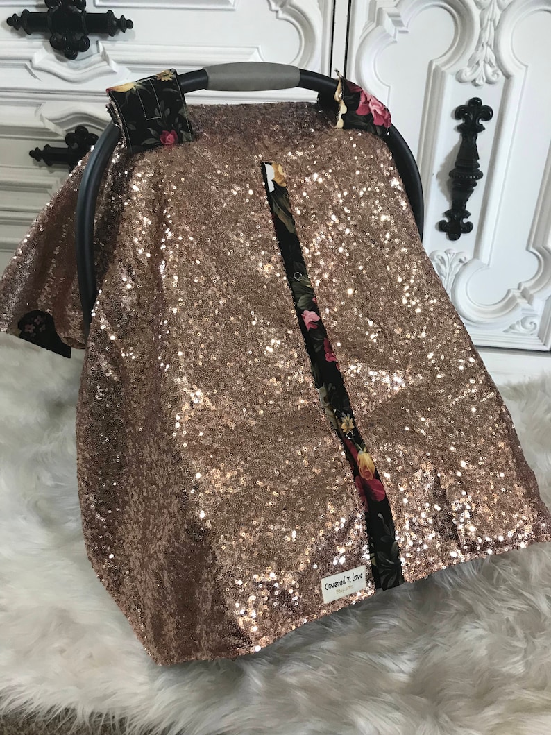Rose Gold and Floral Sparkle Car Seat Canopy carseat Cover / Etsy