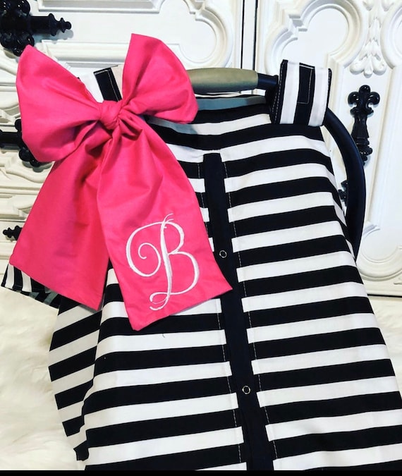 car seat canopy , black and white stripes