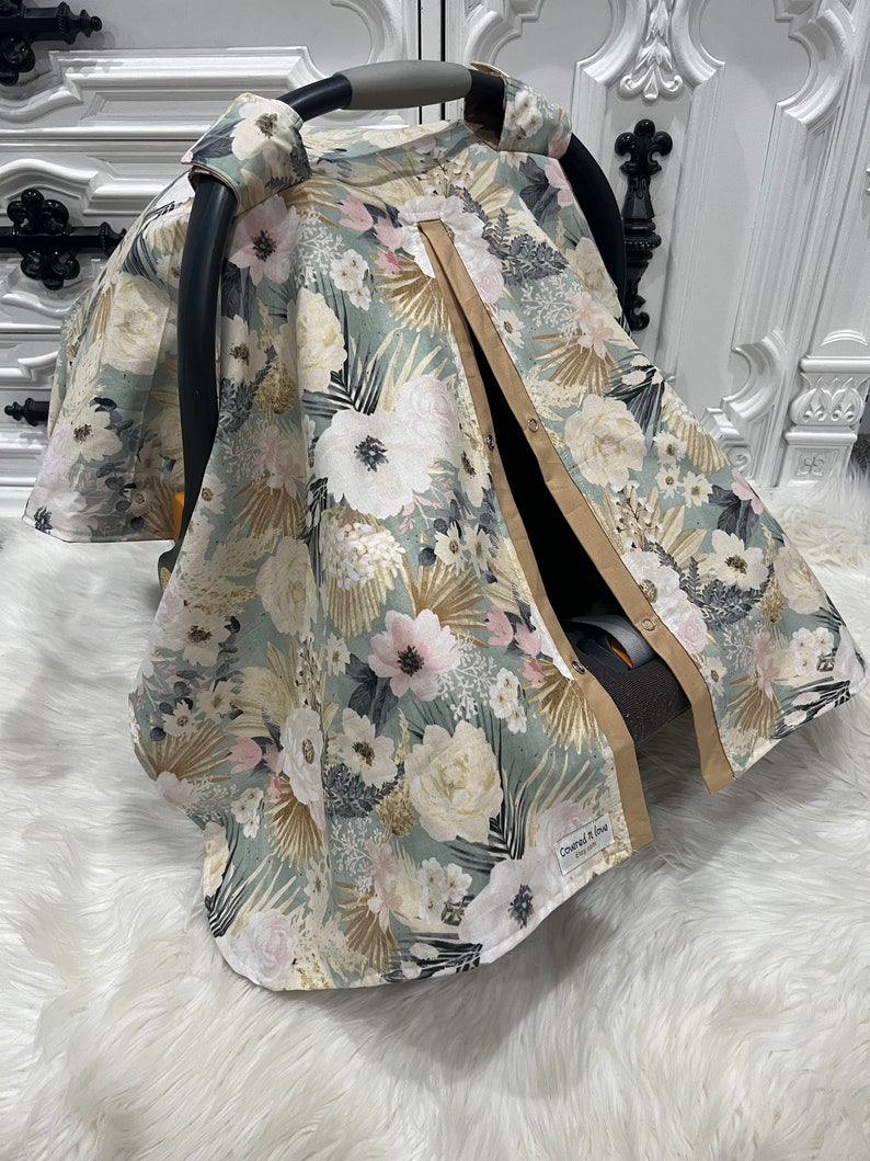 Car seat canopy , floral car seat cover image 5