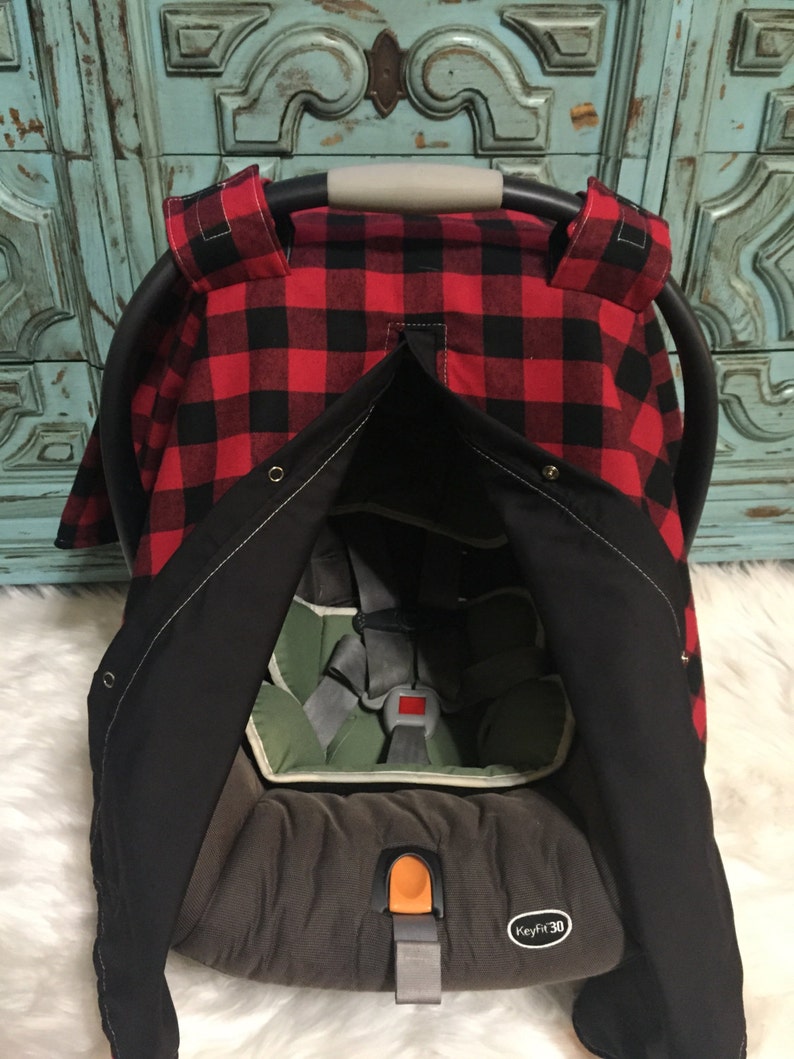 Car seat canopy red and black buffalo plaid car seat cover / Etsy