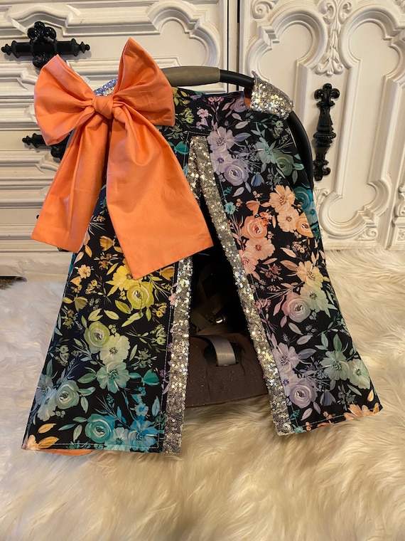 car seat canopy , water color floral car seat cover