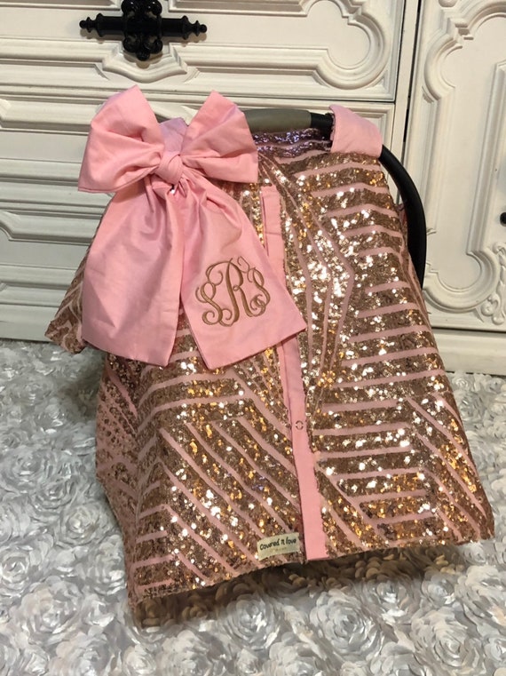 Rose Gold and Baby Pink Car Seat Canopy / Carseat Cover / - Etsy