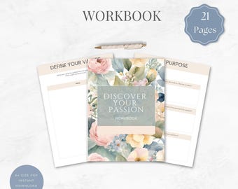 Discover Your Passion Workbook | Self-Discovery & Life Purpose |Printable PDF A4