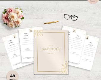 Gratitude Journal Printable:  Daily Mindset and Self Reflection 49 pages PDF download
