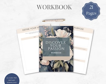 Discover Your Passion Workbook | Self-Discovery & Life Purpose |Printable PDF A4