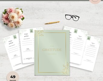Gratitude Journal Printable:  Daily Mindset and Self Reflection 49 pages PDF download