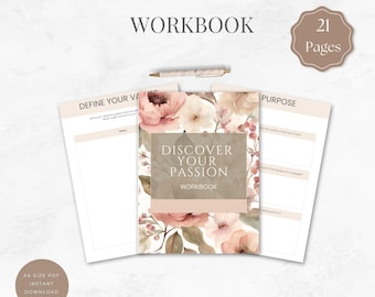 Discover Your Passion Workbook | Self-Discovery & Life Purpose |Printable PDF A4