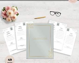 Gratitude Journal Printable:  Daily Mindset and Self Reflection 49 pages PDF download