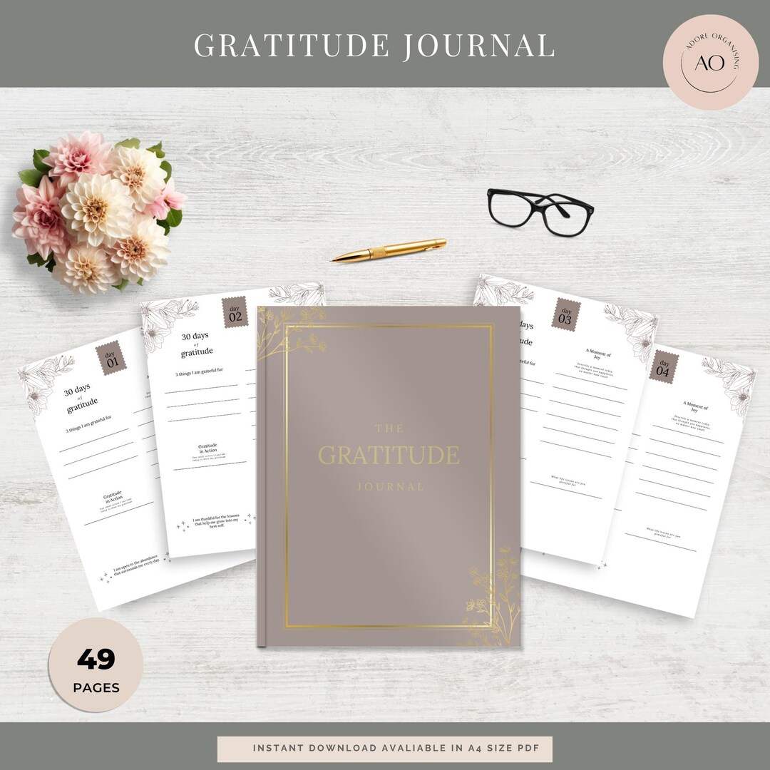 Gratitude Journal Printable: Daily Mindset and Self Reflection 49 Pages ...