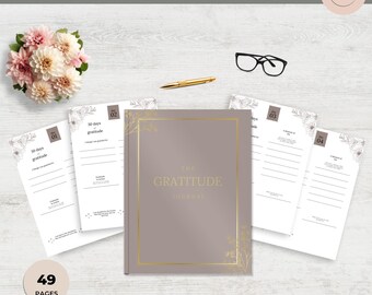 Gratitude Journal Printable:  Daily Mindset and Self Reflection 49 pages PDF download