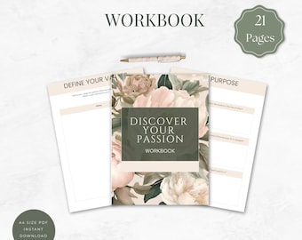 Discover Your Passion Workbook | Self-Discovery & Life Purpose |Printable PDF A4