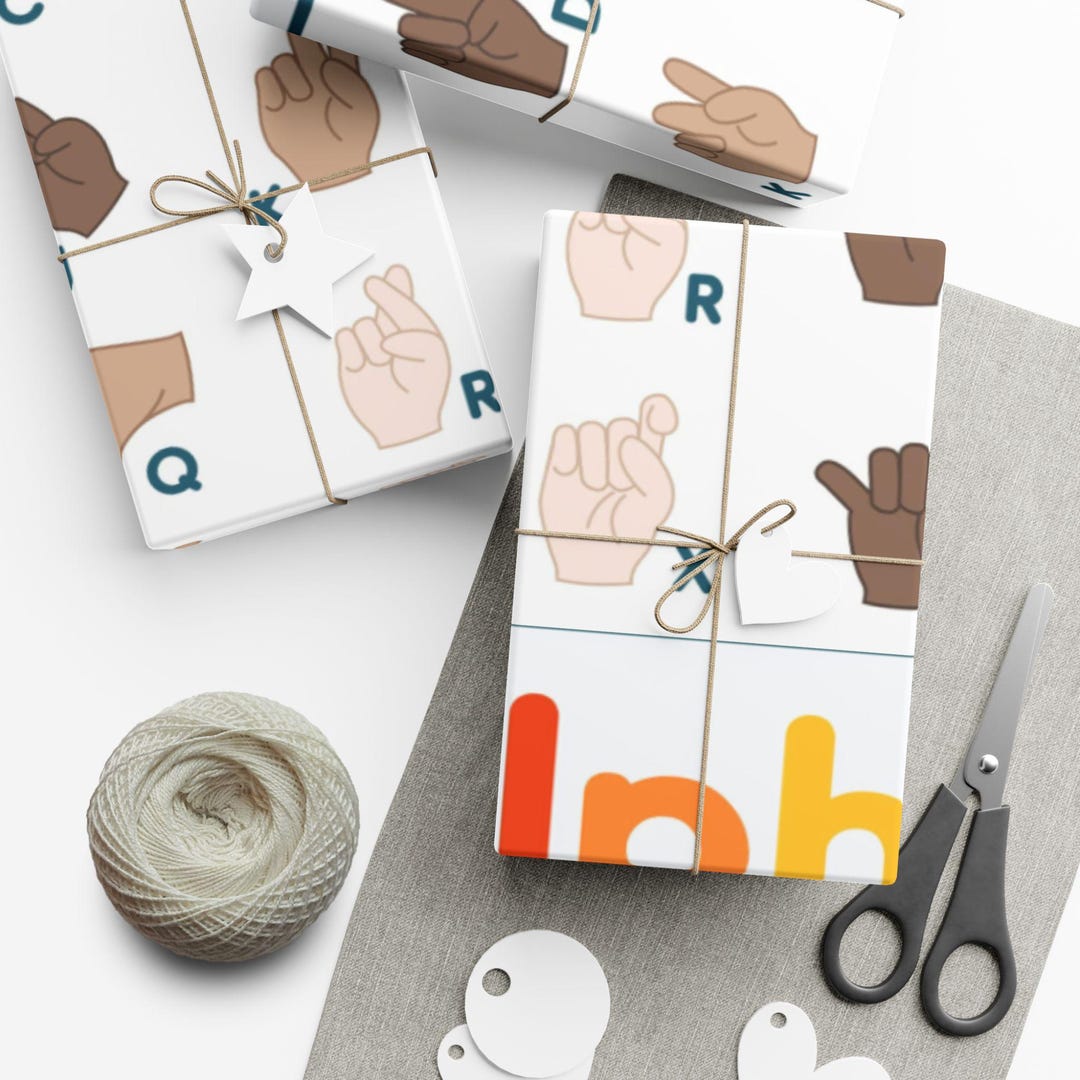 ASL Alphabet Pattern Gift Wrap Papers | Sign Language Wrapping Paper - Etsy