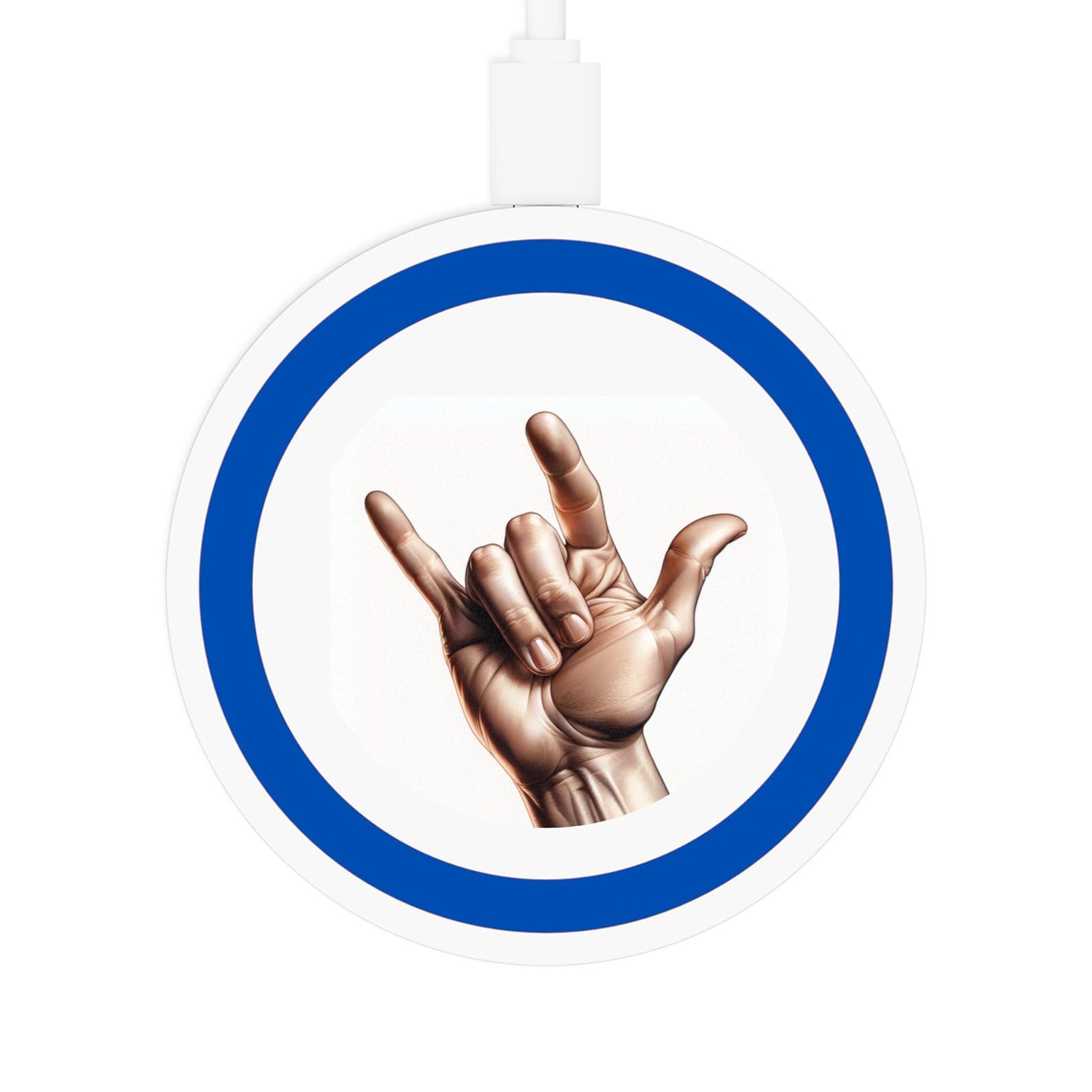 Wireless Charging Pad, I Love You Hand ASL Symbol Round Charger Mat ...