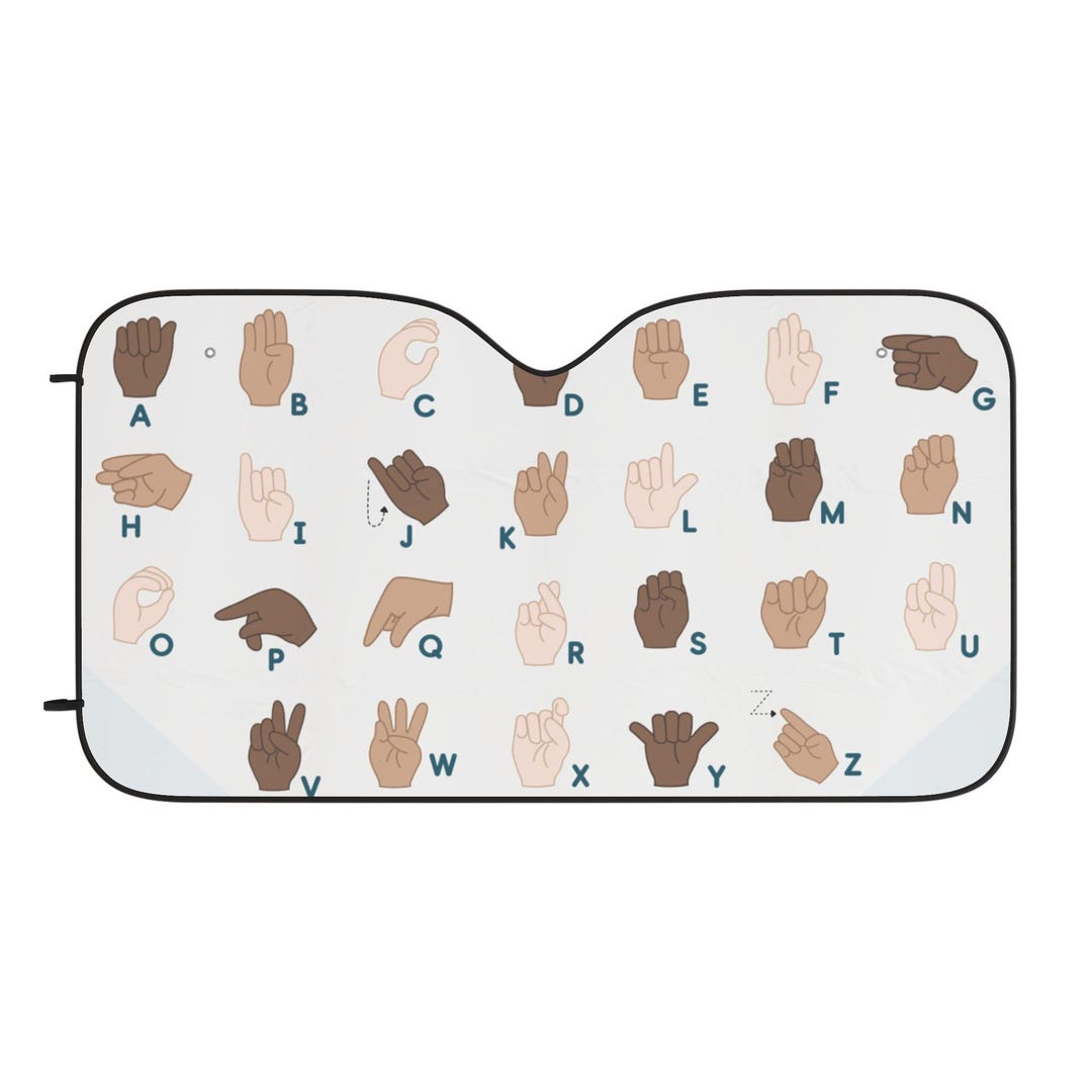ASL Alphabet Car Sun Shade | Sign Language Windshield Cover - Etsy