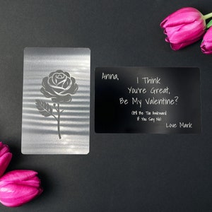 Tarjeta de inserción de billetera de metal personalizada / Cita con mensaje grabado con láser personalizado / Regalo de cumpleaños de aniversario para él o ella / Recuerdo atemporal