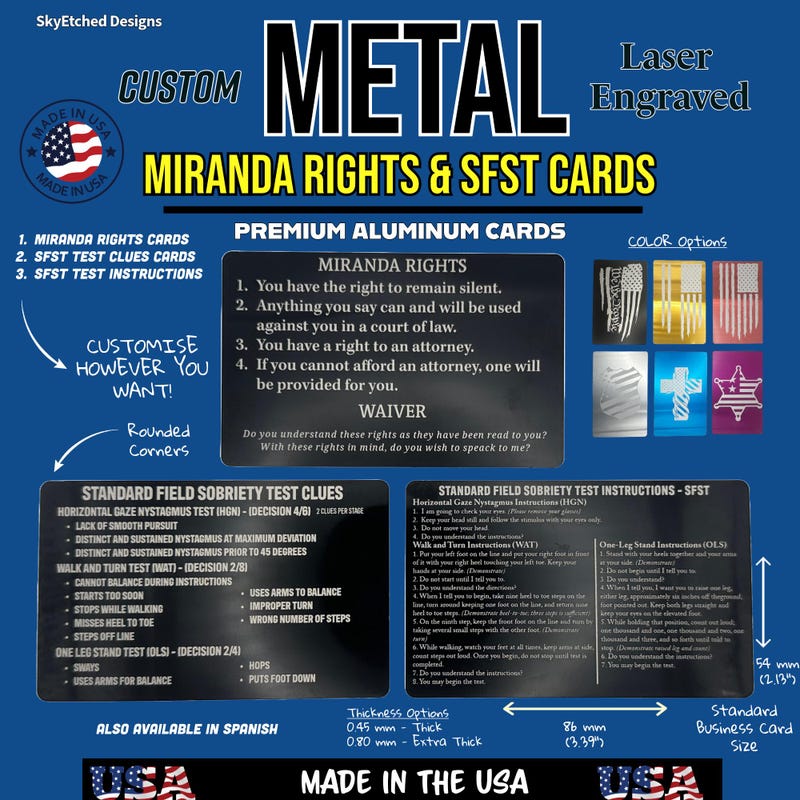 Miranda Rights Cards - Etsy