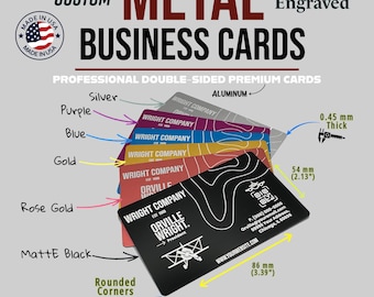 Laser Engraved Metal Business Cards: Custom Aluminum, Double-Sided