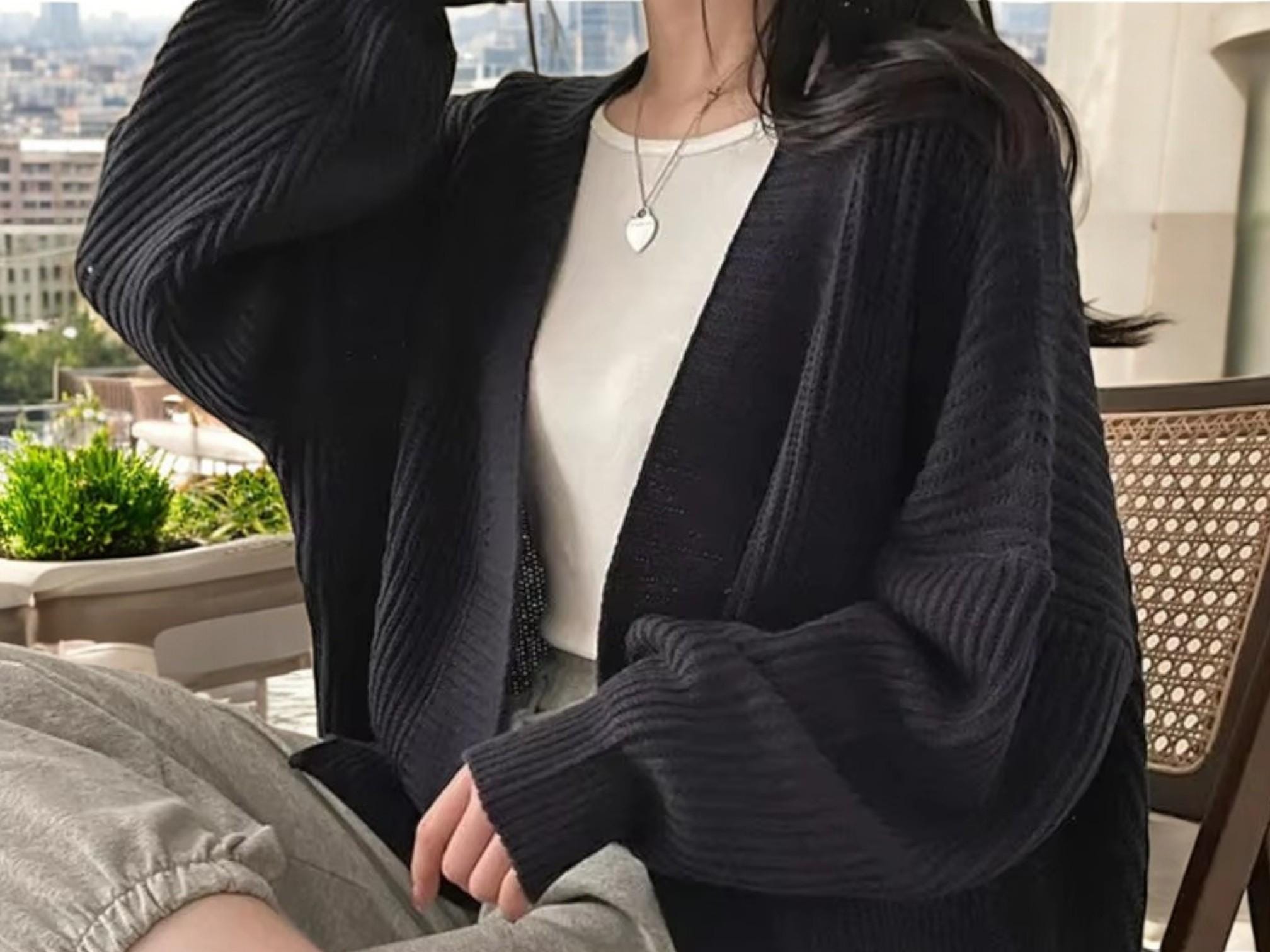 Loose Knit Long Sleeve Cardigan Soft Cozy Sweater for Women Relaxed