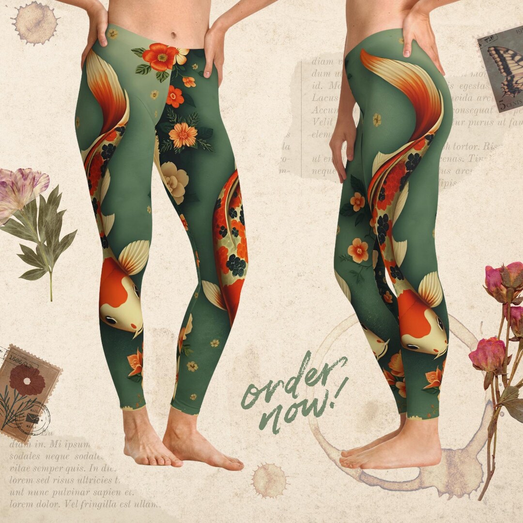 Cherry Blossom Koi Fish Pattern Print Women's Leggings