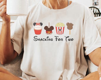 Snacking For Two Pregnancy Announcement Shirt, Disney Baby Reveal Tee