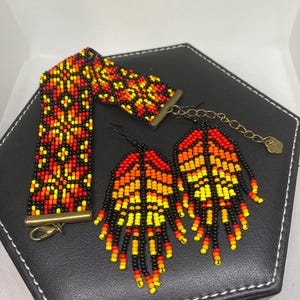 Bright Beaded Earrings & Bracelet Set - Colorful Handmade Jewelry