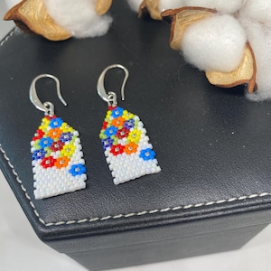 Handcrafted Miyuki Beaded Earrings with Floral Design
