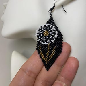 Handcrafted Beaded Earrings with Miyuki Delica Beads Dandelion
