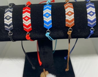Miyuki Delica Friendship Bracelet, Adjustable Beaded Bracelet, Geometric Bracelet, Boho Jewelry, Colorful Gift for Her